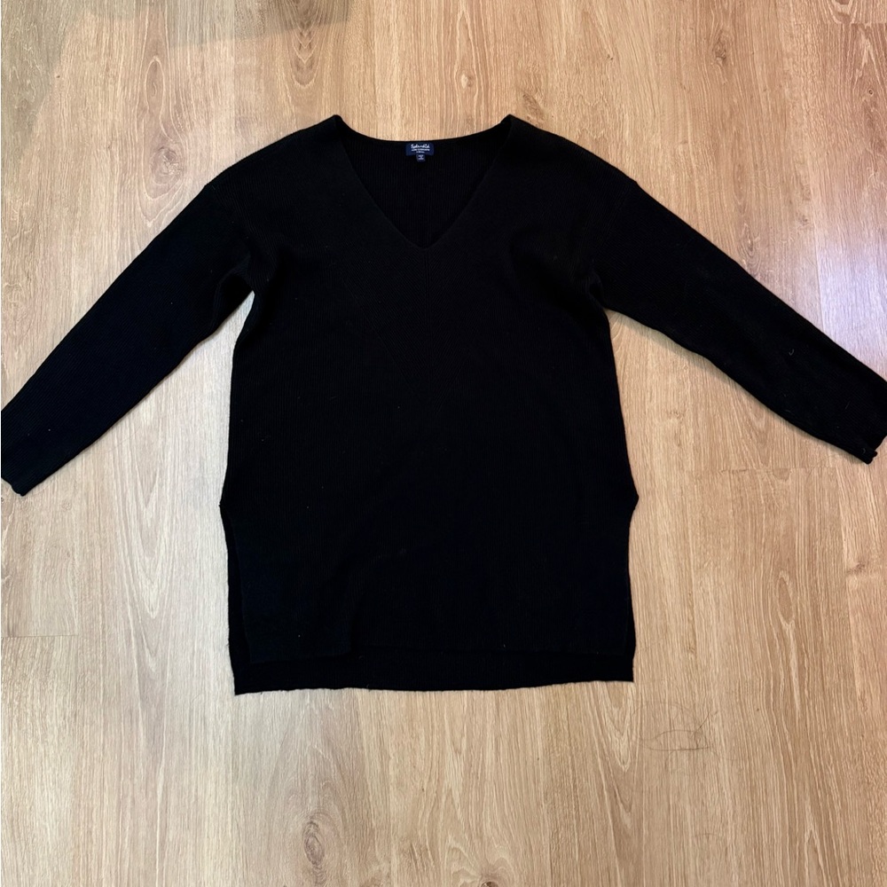 Splendid Black V-Neck Women's Cashmere Sweater